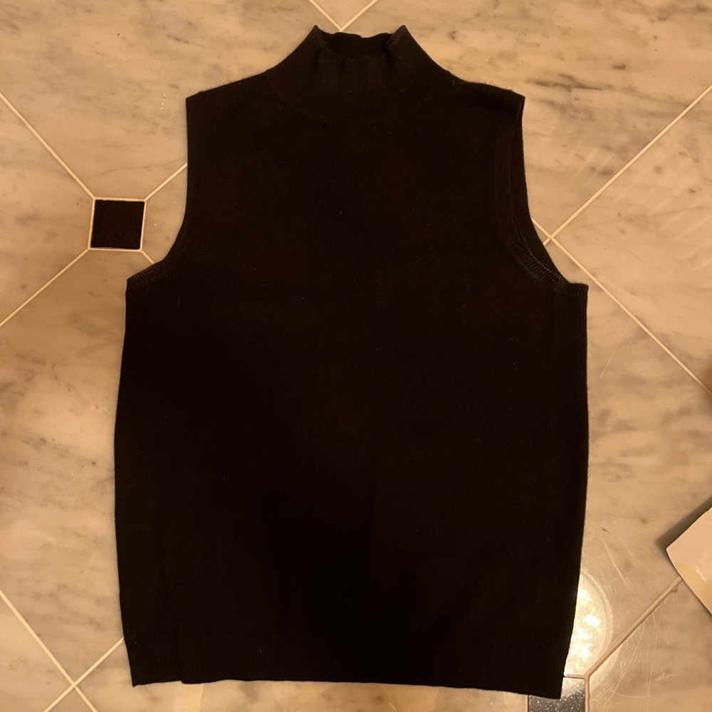 Neiman Marcus Cashmere Sleeveless Mock Neck Top